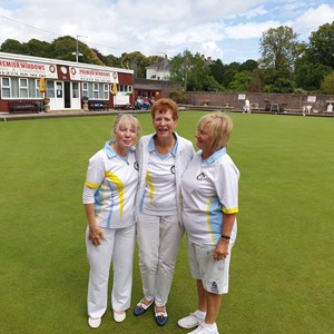 Ladies County Triples team Shelly, Hazel and Pam at Preston Park for the semi finals
