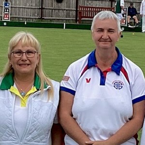 Ladies' pairs finalists Hannah and Mitch Willoughby (Wittering) alongside Angela Cox and Pat Booth (Langtoft).
