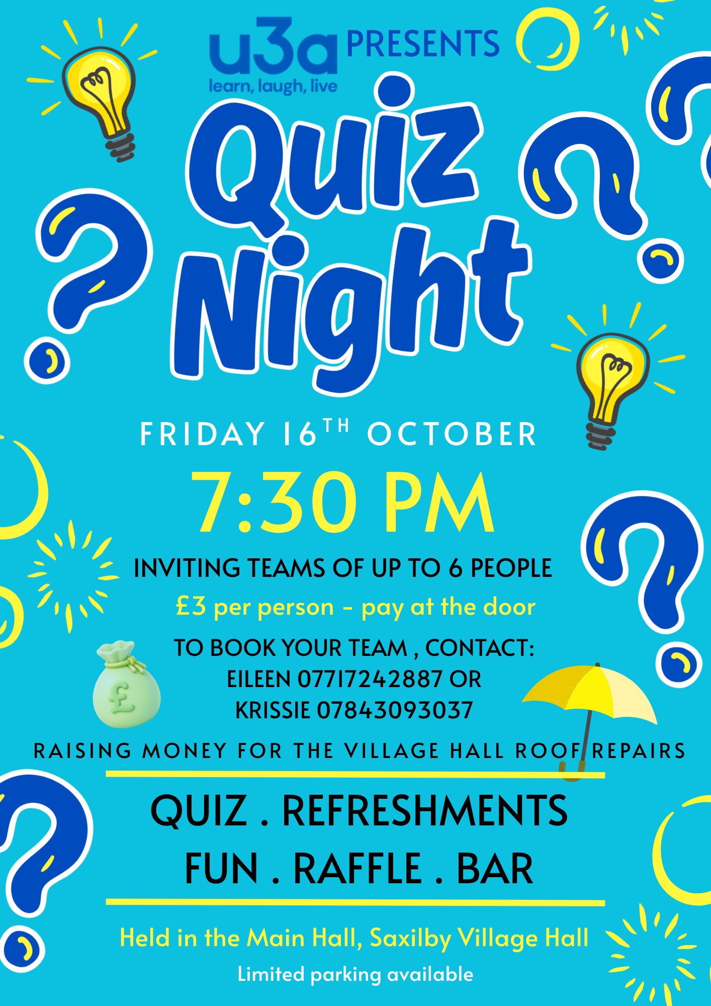 Saxilby Village Hall u3a Quiz Night