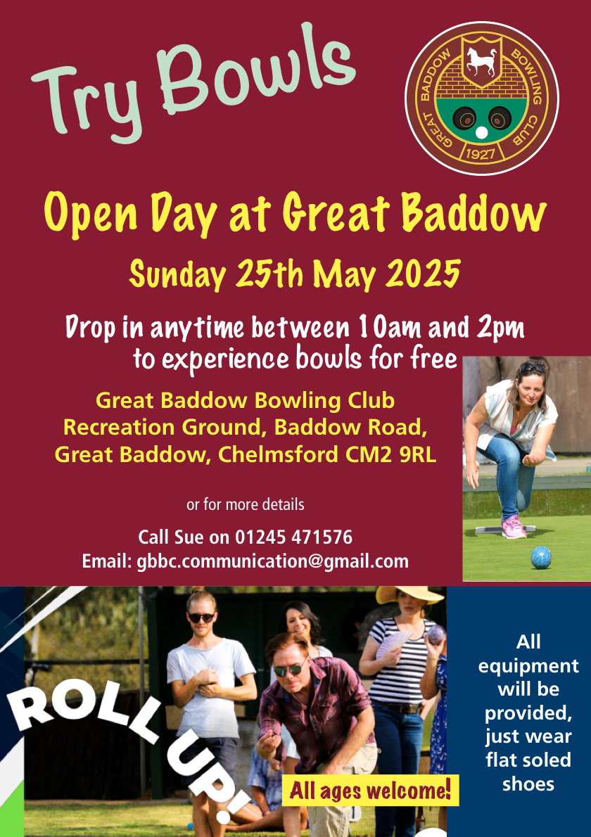 Great Baddow Bowling Club 25th May Taster Session Great Baddow Bowling Club 25th May Taster Session
