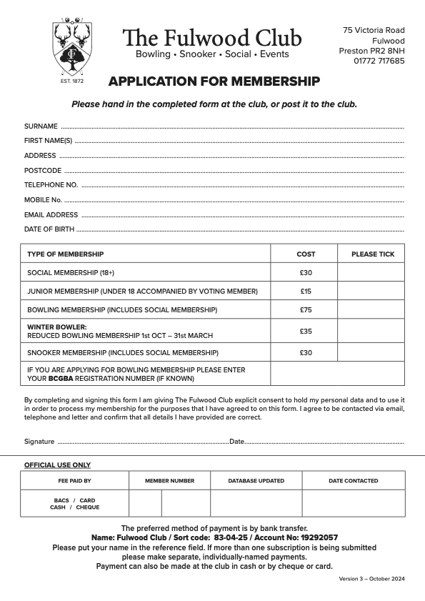 The Fulwood Club Membership The Fulwood Club Membership