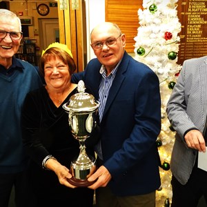 Malc Mattinson, Shelagh Galloway and Nigel Clark. 2023 Winners James Trophy.