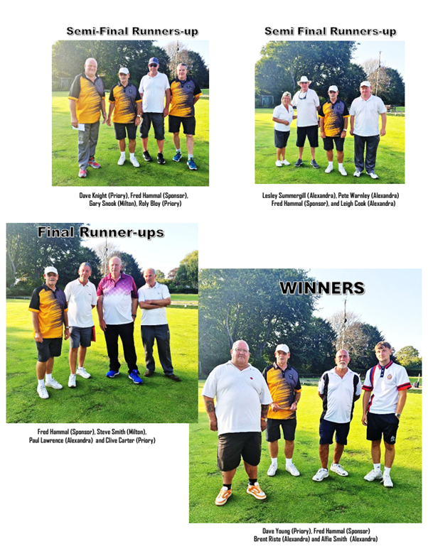 Priory Bowls Club 54th Priory Triples winners 2025
