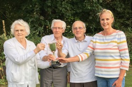 Winners of the 2019 Sam Barber Cup, (L to R, Eva Barber, Mike Curtis, Bob Rickman and Sandra Galsworthy Winners of the 2019 Sam Barber Cup, (L to R, Eva Barber, Mike Curtis, Bob Rickman and Sandra Galsworthy