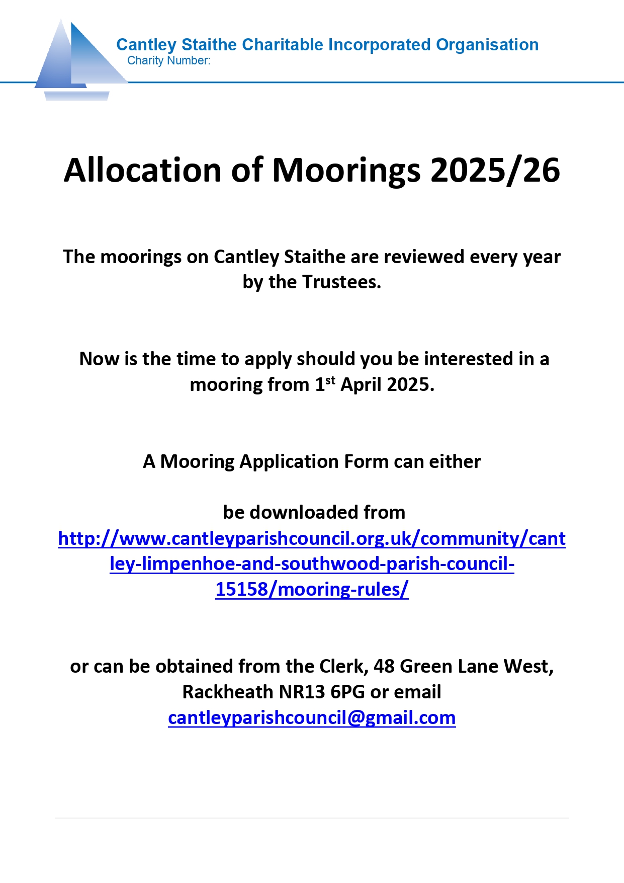 Cantley, Limpenhoe and Southwood Parish Council Moorings