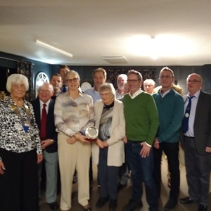 Winning Warren League team 2025 L - R Annette Oliver, Andy Williamson, Jonny Abbott, Jack Warner, Captain Liz Dyer, John Cox, Liz Hosmer, Mick Swannell, John Mitchell, James Murphy, Roy Hosmer, Tony Ansell, Jeff Wilcox - Smith (Hidden) & Richard Lambert