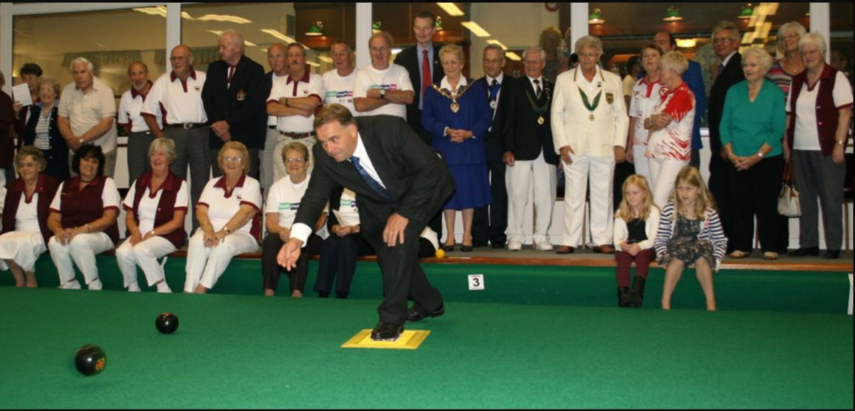 MP Neil Parish bowls first bowl on new carpet