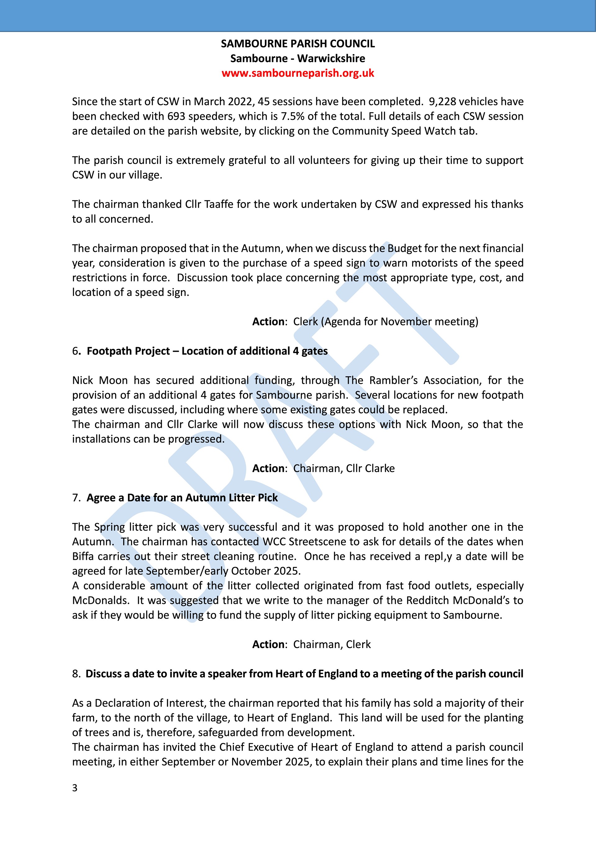 Sambourne Parish Council July 2019 to present Sambourne Parish Council July 2019 to present