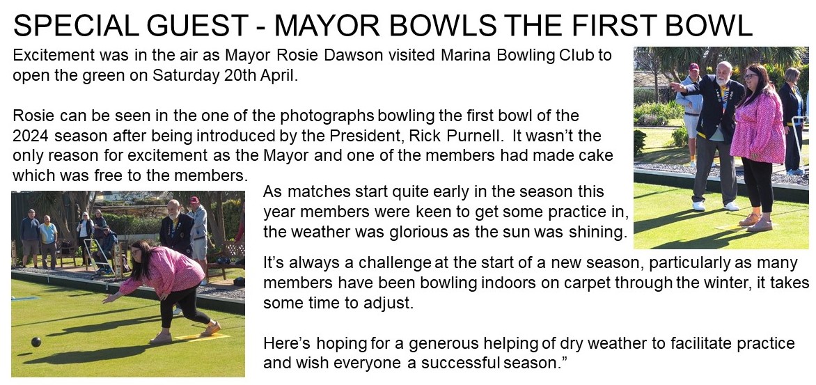 Marina Bowling Club Dawlish Press Items 2024