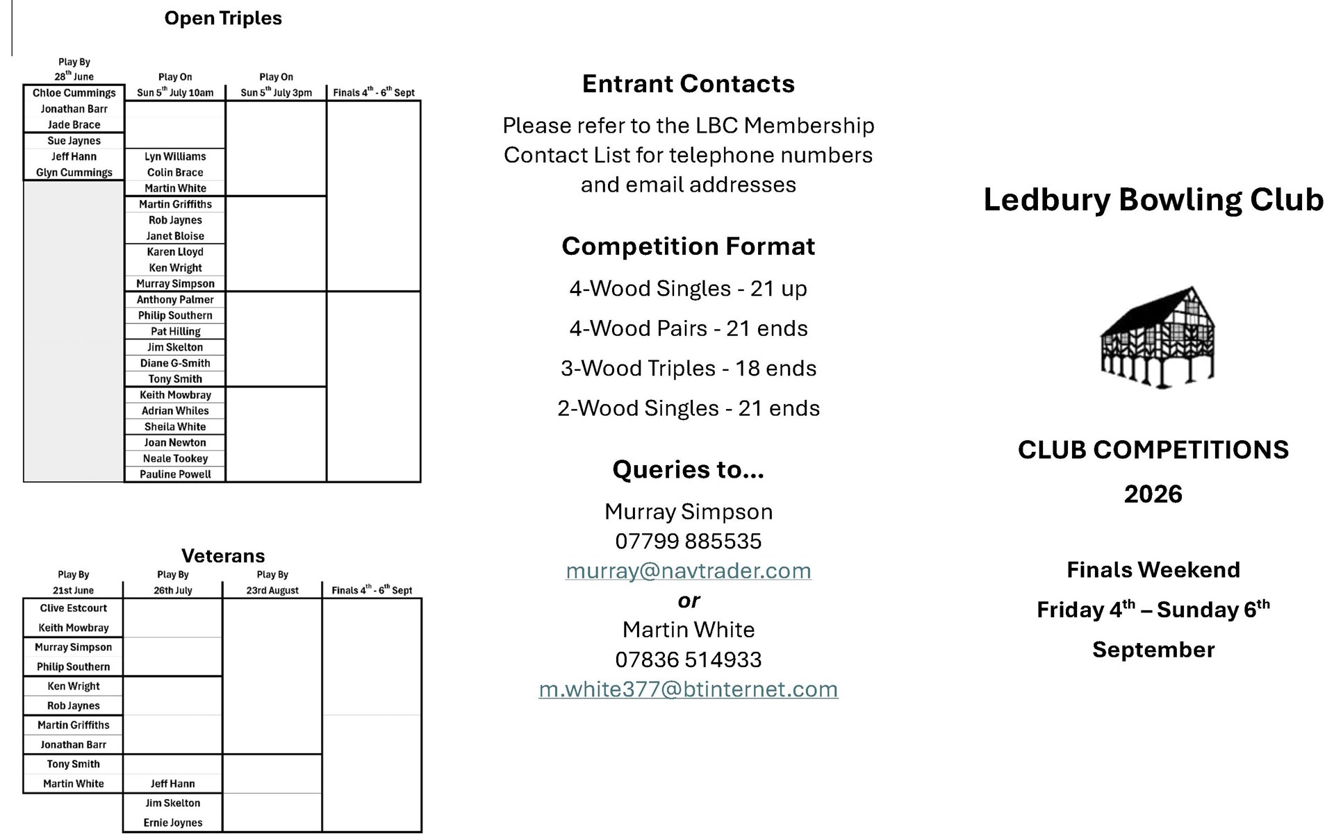 Ledbury Bowling Club Rules & Information