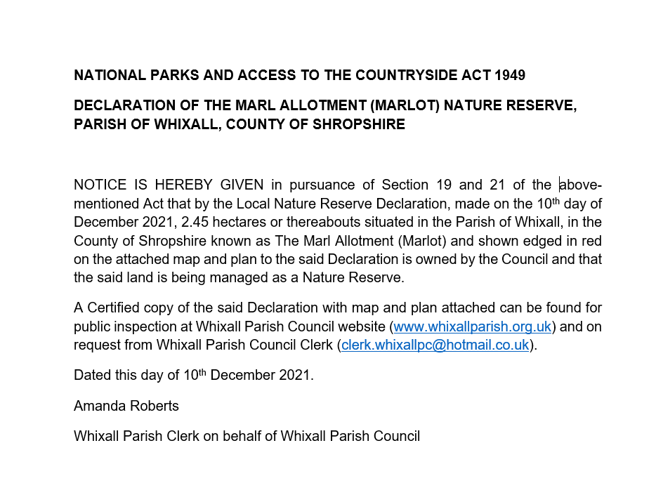 Whixall Parish Council Latest Marlot News
