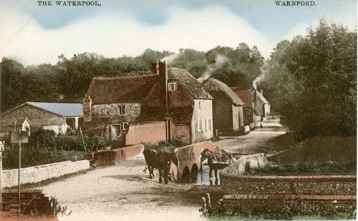 Bridge and Ford over River Meon. From Lippen Lane. Taken in 1910
