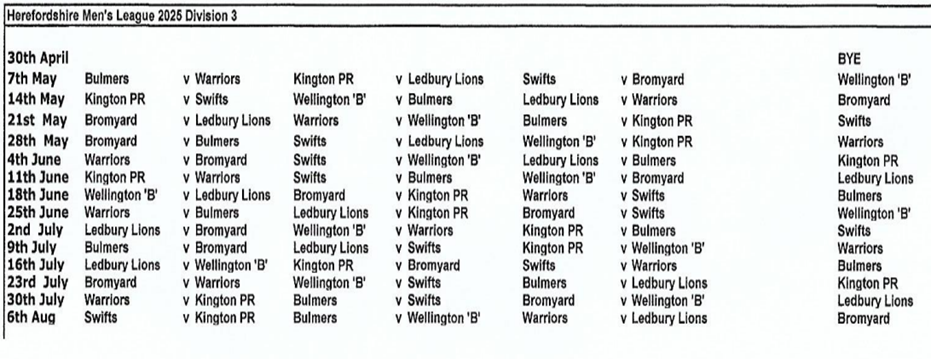 Ledbury Bowling Club HML Division 3  :  2025