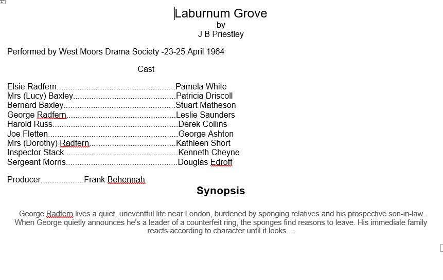 West Moors Drama Society Laburnam Grove