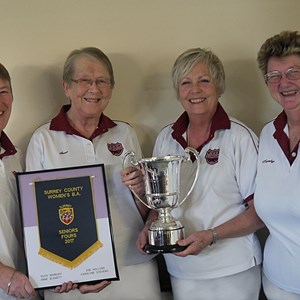 2017 Surrey Senior Fours Winners Ruth Newbury, Anne Blewett, Zoe Hollins and Carolyne Stevens.