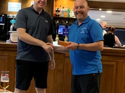 Richard again taking the nearest the pin in three on the 18th as no-one could get on the green on the 16th!