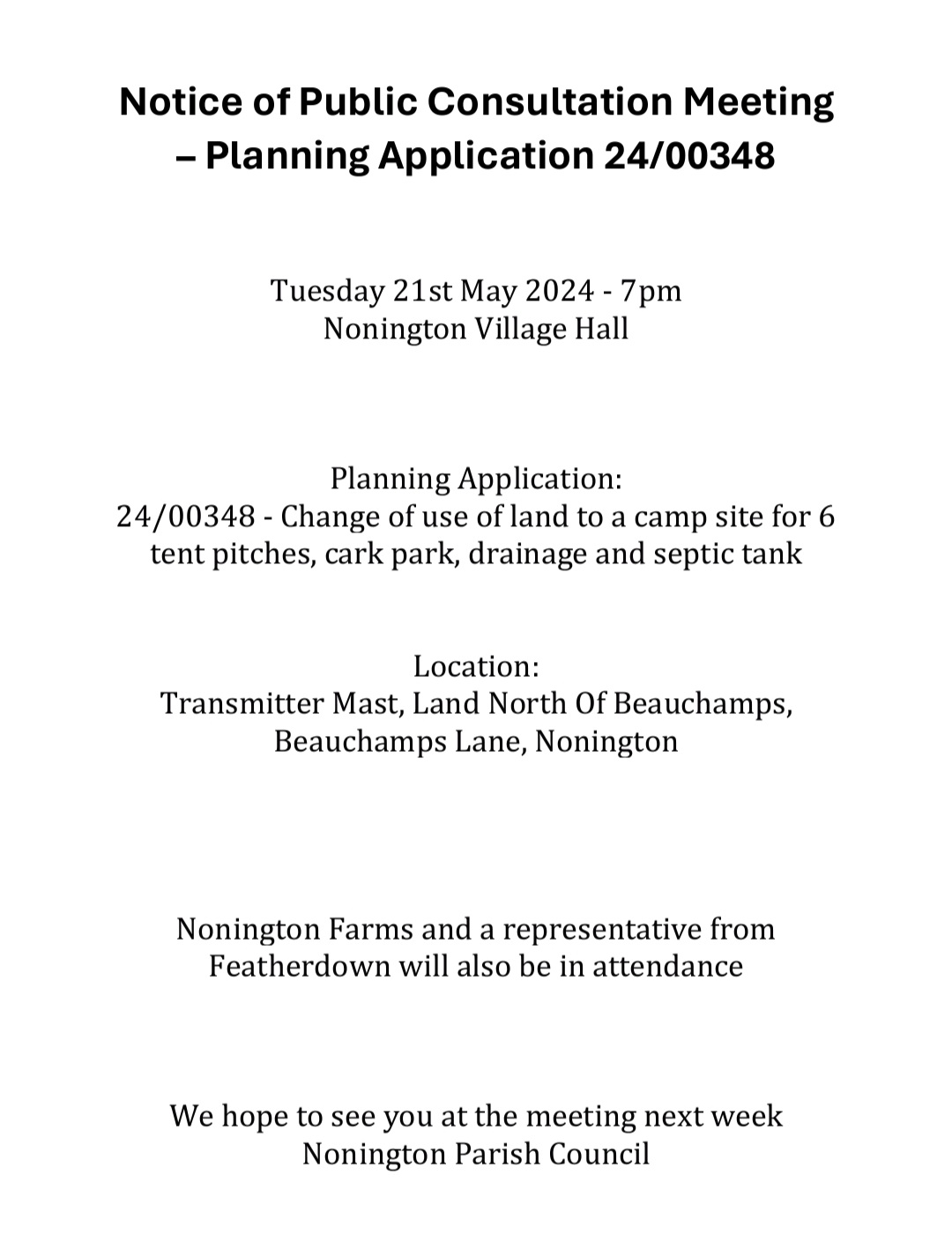Public Consultation Meeting - Planning Application 24/00348