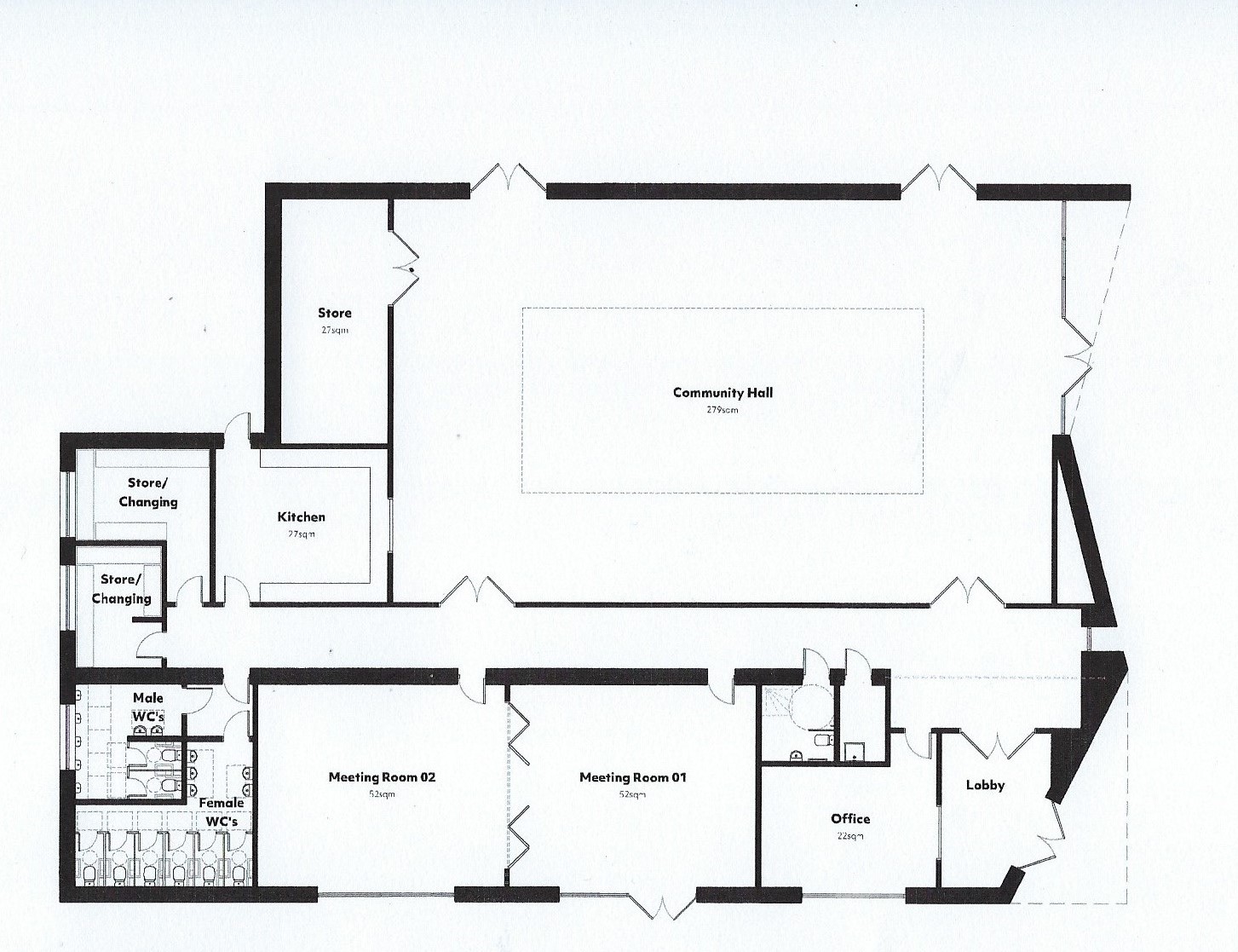 This is the plan for the layout of the community building This is the plan for the layout of the community building