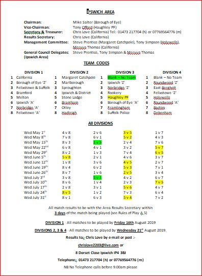 2019 LEAGUE FIXTURES 2019 2019 LEAGUE FIXTURES 2019