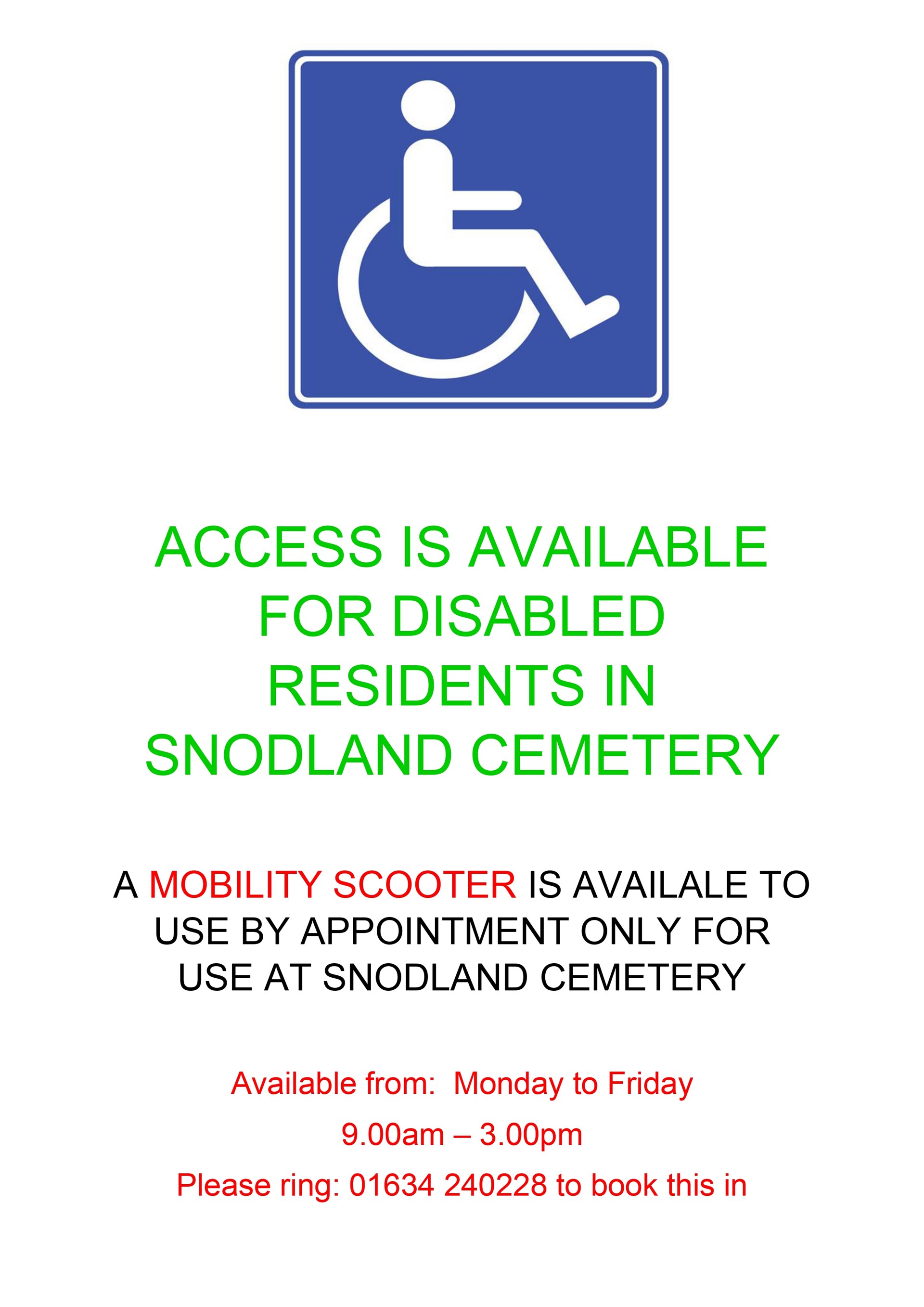 Acess is Available for disabled residents in Snodland Cemetery