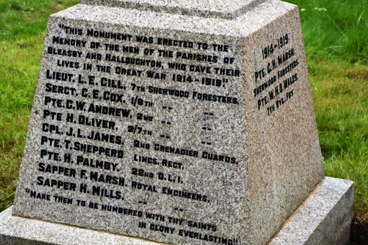 Bleasby War Memorial - Detail Bleasby War Memorial - Detail
