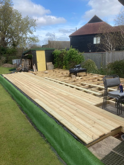 Almost a half of the deck in place. 4.4.26