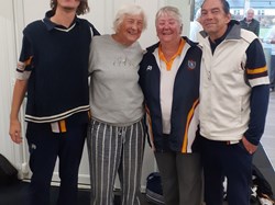Picnic Gala winners, Perry's Perishers from Fosseway, with President Annette Oliver