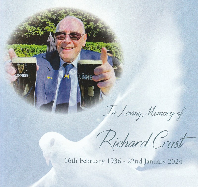 The club regrets to advise members of the sad passing of our past President and friend, Richard Crust. Our thoughts are with his family at this time.