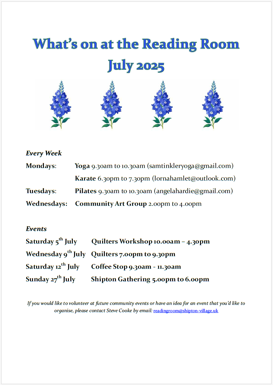Shipton Village Events - July 2024