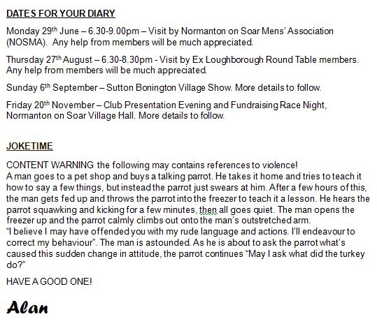 Sutton Bonington Bowls Club Club Newsletters
