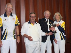 Eddie Bennet Cup winners Sue & John McKay and Roland Ellen with President John Newland