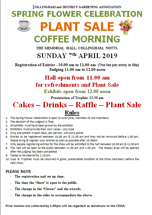 Collingham and District Gardening Association Spring Flower Celebration - 2019