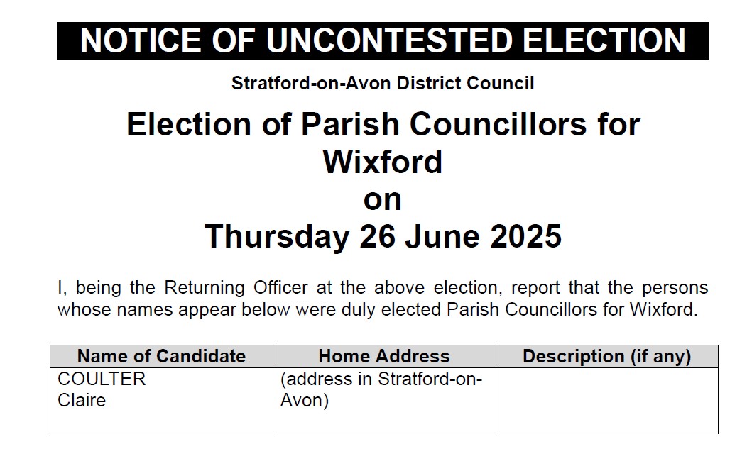 Wixford Parish Council Home Wixford Parish Council Home