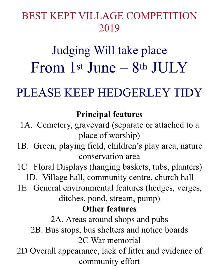 Hedgerley Parish Council Best Kept Village