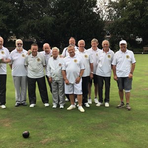 Team photo, taken before the final game of the season. Front row, l to r: Ivor and Roger, back row, l to r: Elton, Trevor, Steve,Trevor, Stephen, Bill, John, Peter and Malcolm. Photos by Alex.