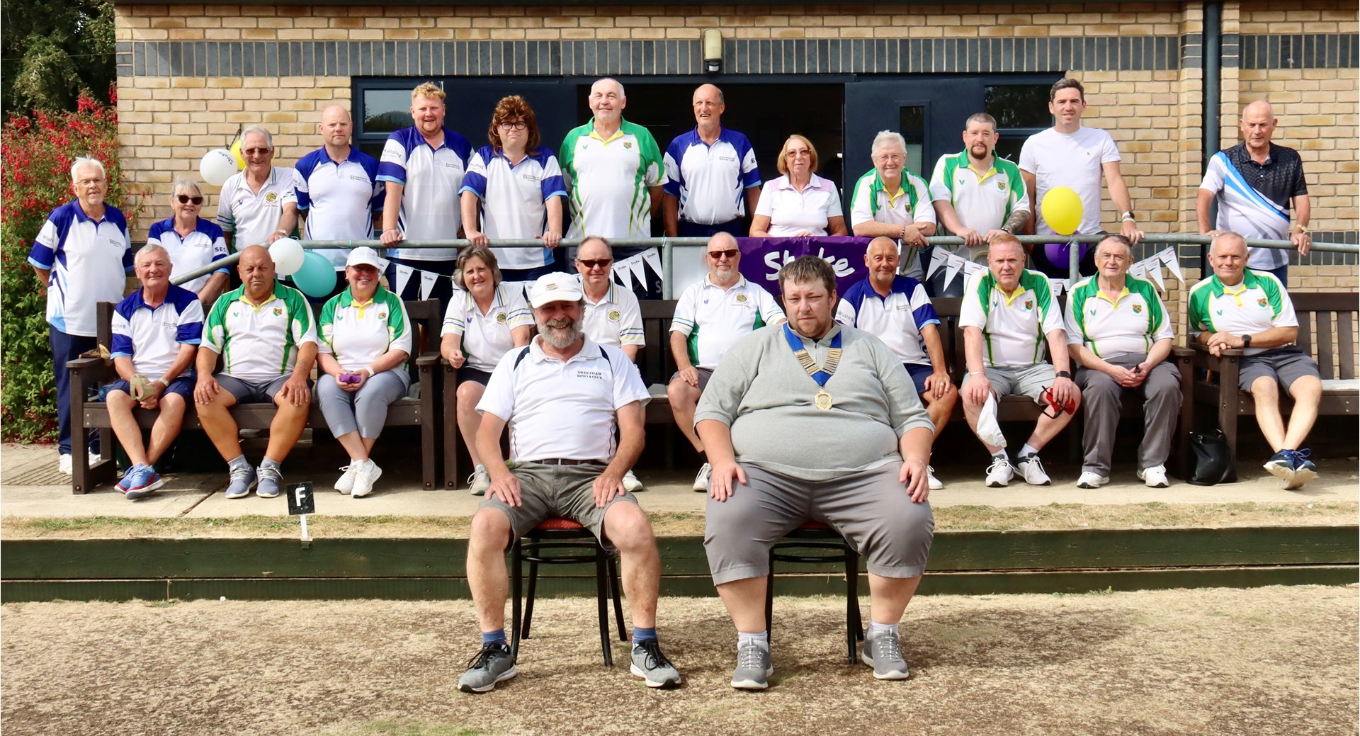 Blue Group: the second set of teams to bowl, with Acting Chairman Don McGarrigle and President James Henderson