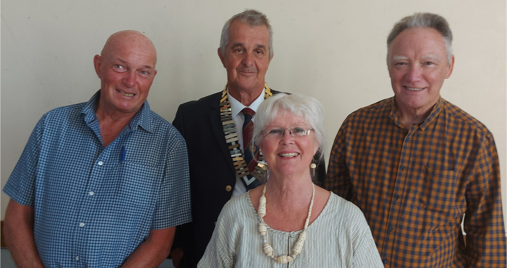 L-R John Polley (Secretary), John Pearce (Chairman) Eileen Simpson (Speaker) & Dr. David Macveighr. L-R John Polley (Secretary), John Pearce (Chairman) Eileen Simpson (Speaker) & Dr. David Macveighr.