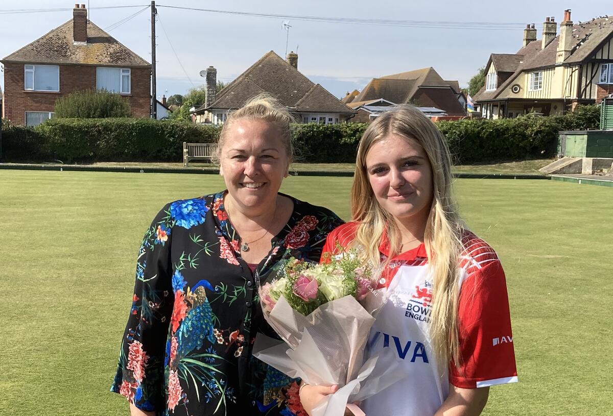 Evie Mills with proud mum, Claire