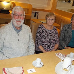 The 2017 Lunch for volunteers at South Downs College. l to r around the table: Trevor, Cheryl and Janet.