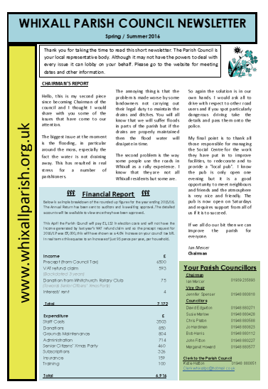 Whixall Parish Council Parish Newsletter