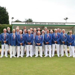 President Peter Arnold & his Team of EBA bowlers gather before the match on 12 July 2007