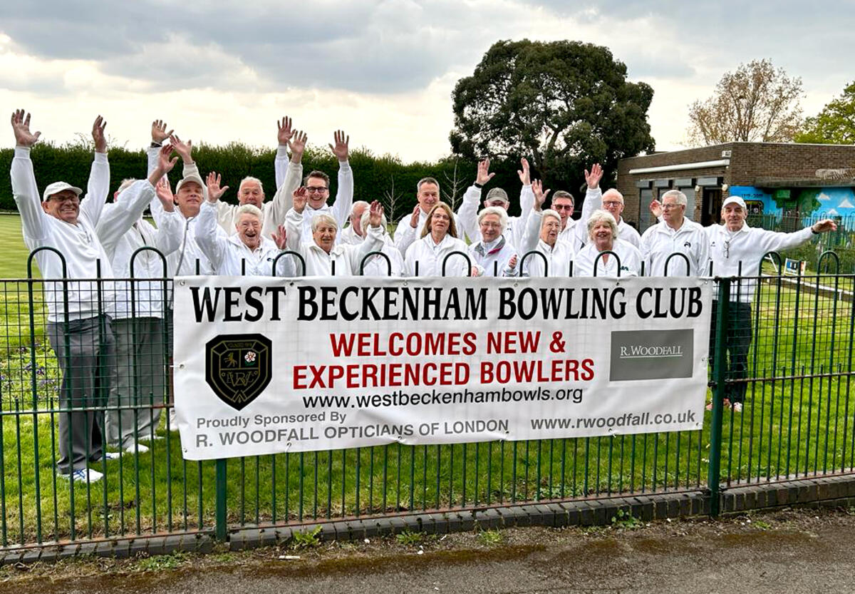 West Beckenham Bowling Club members cheer the start of the 2023 season