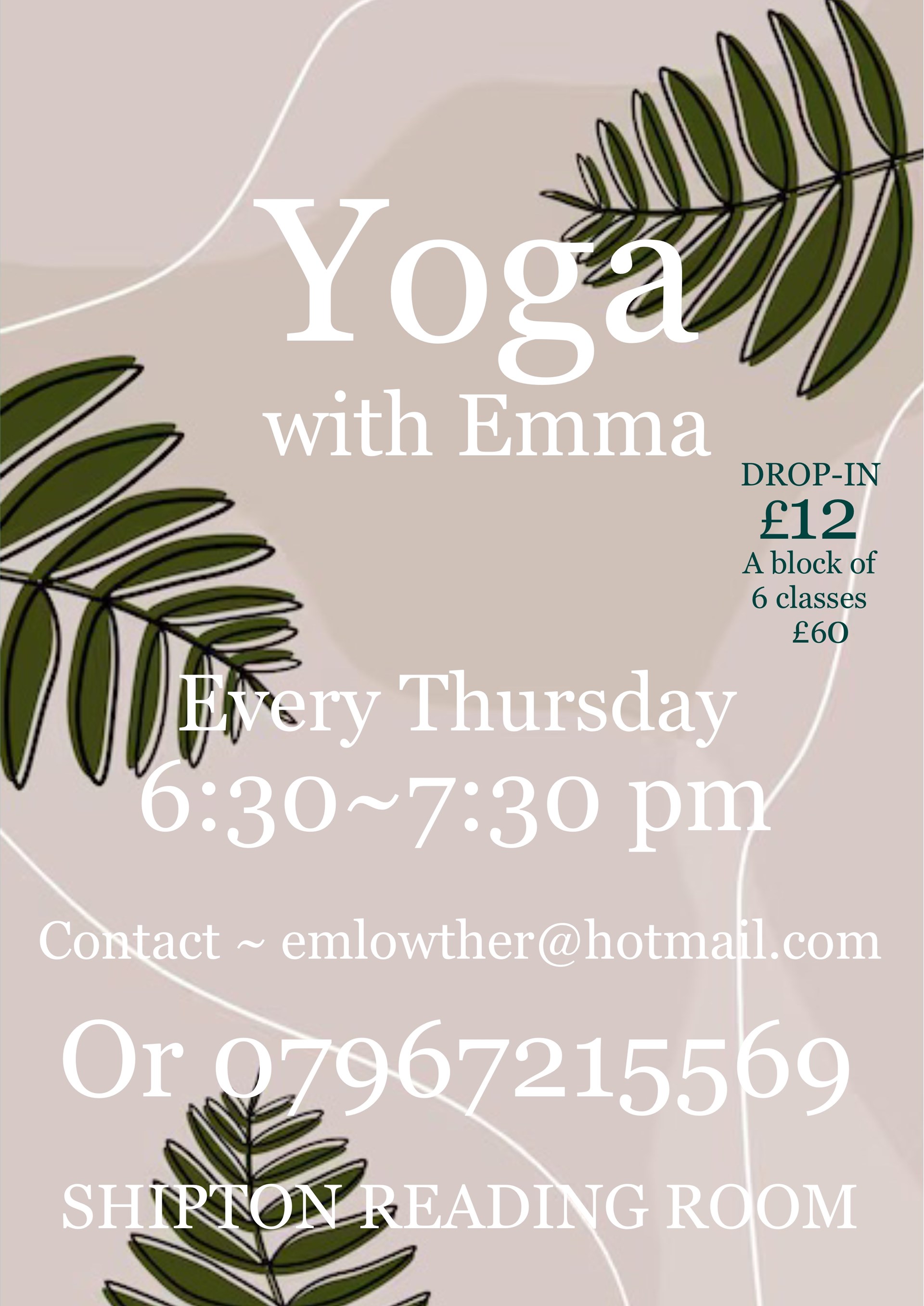 Shipton Village Yoga  (Thursday Evening)  With Emma