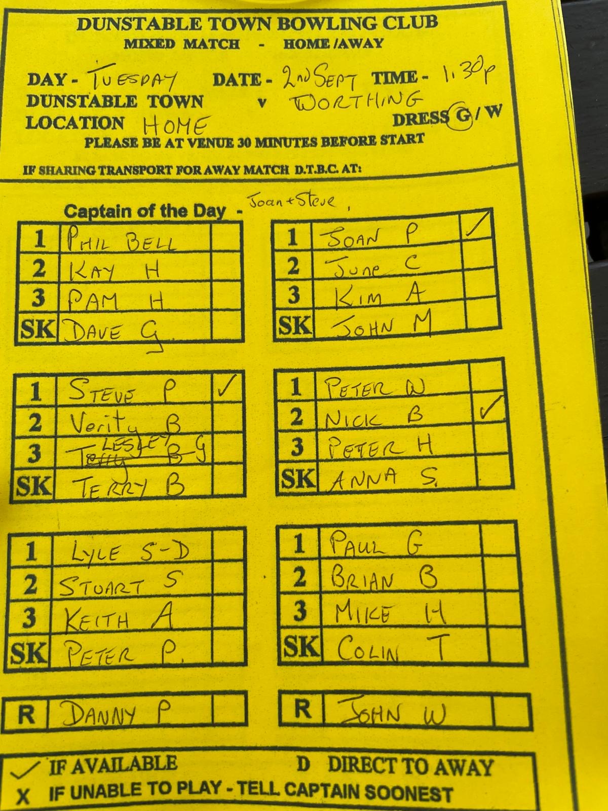 Touring Team Visit 2/9/25 Rinks 1.30pm Greys