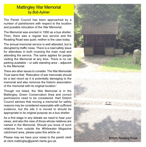 Mattingley Parish Council War Memorial