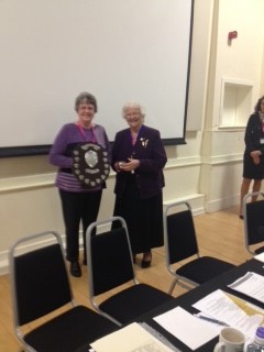 Mrs Patricia McLaughlin presenting the Clerk, Anne Chalkley with the Jan Snell Award on behalf of the Parish Council