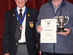 President John Newland with John Marshall winner of the Dent Cup, Open 2-Wood Pairs