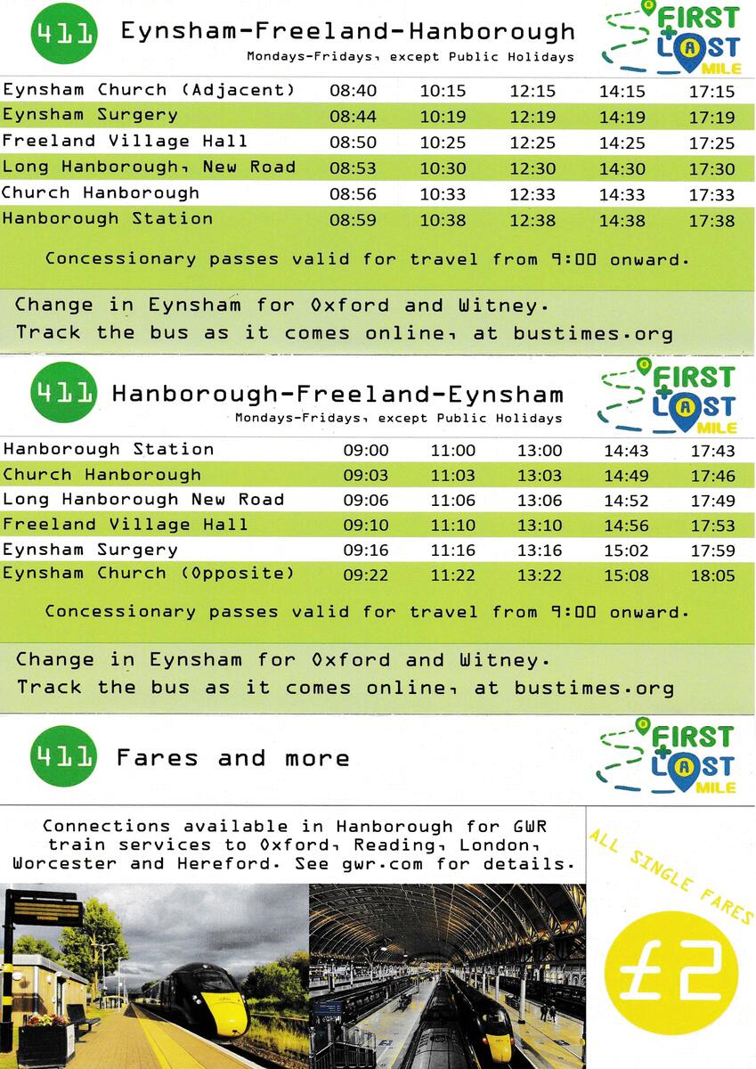 The First and Last Mile timetable