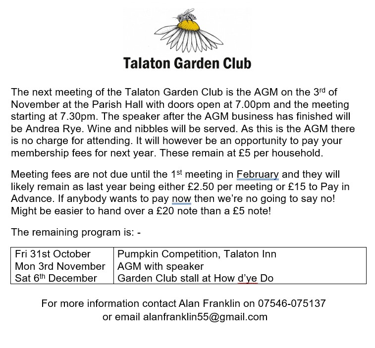 Talaton Parish Hall Talaton Garden Club
