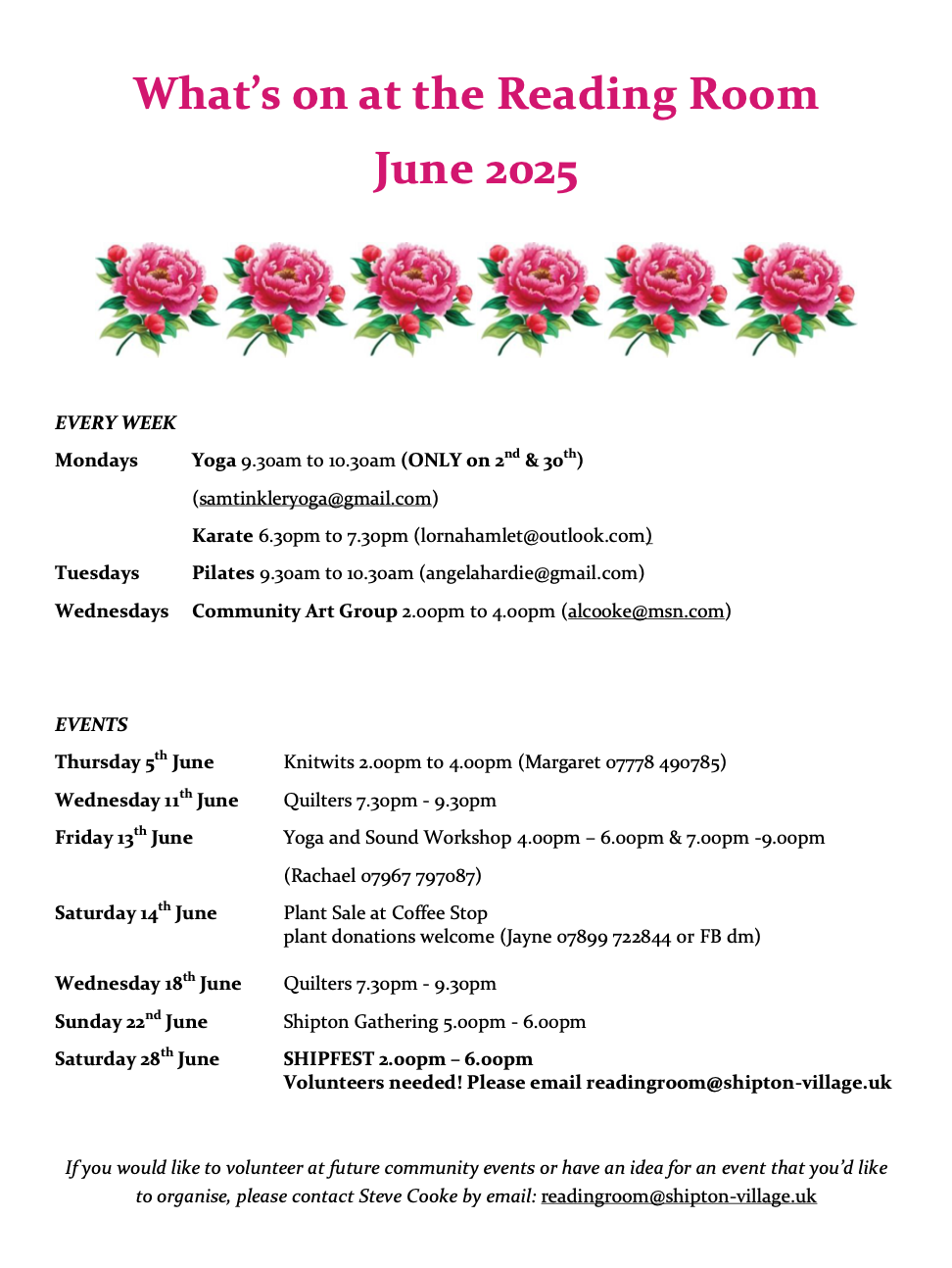 Shipton Village Events - July 2024